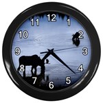 Moose in Peaceful Waters Wall Clock (Black)