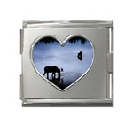 Moose in Peaceful Waters Mega Link Heart Italian Charm (18mm)