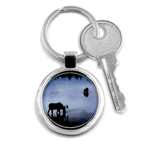 Moose in Peaceful Waters Key Chain (Round) from ArtsNow.com Front