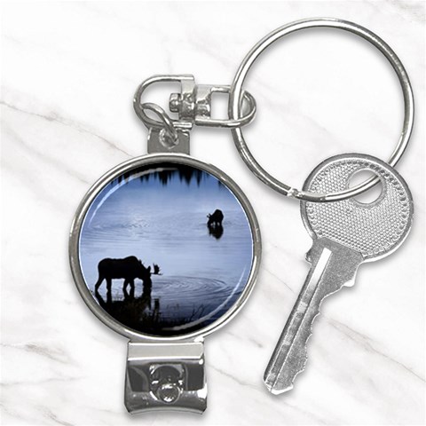 Moose in Peaceful Waters Nail Clippers Key Chain from ArtsNow.com Front