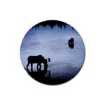 Moose in Peaceful Waters Rubber Round Coaster (4 pack)