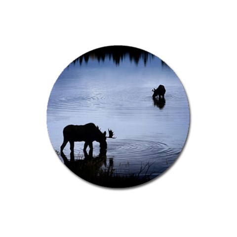 Moose in Peaceful Waters Magnet 3  (Round) from ArtsNow.com Front