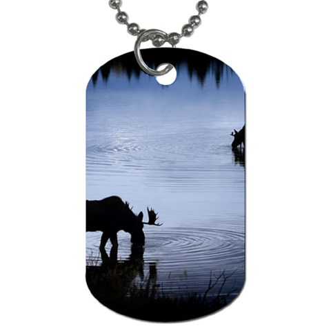 Moose in Peaceful Waters Dog Tag (One Side) from ArtsNow.com Front