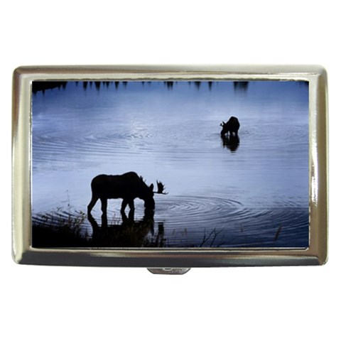 Moose in Peaceful Waters Cigarette Money Case from ArtsNow.com Front