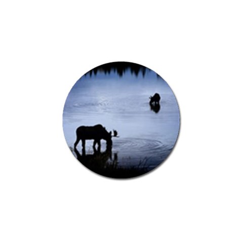 Moose in Peaceful Waters Golf Ball Marker from ArtsNow.com Front