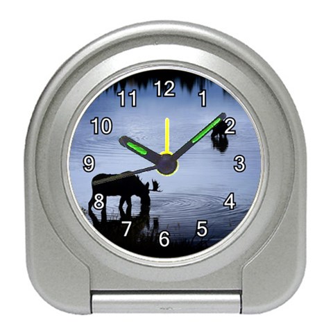 Moose in Peaceful Waters Travel Alarm Clock from ArtsNow.com Front