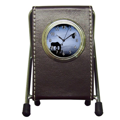 Moose in Peaceful Waters Pen Holder Desk Clock from ArtsNow.com Front