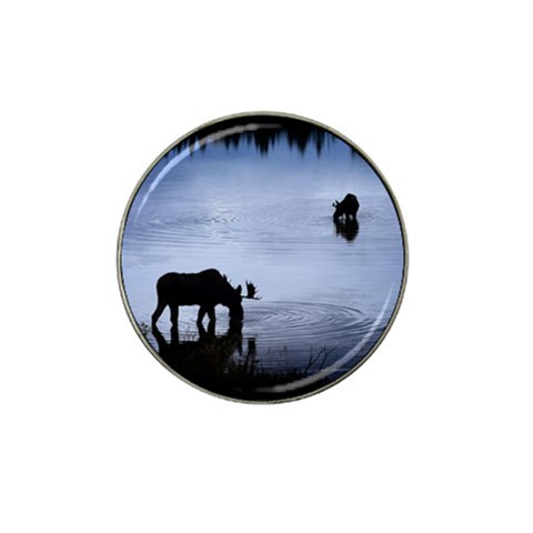 Moose in Peaceful Waters Hat Clip Ball Marker (4 pack) from ArtsNow.com Front