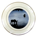 Moose in Peaceful Waters Porcelain Plate