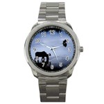 Moose in Peaceful Waters Sport Metal Watch