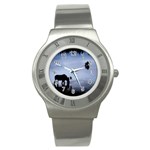 Moose in Peaceful Waters Stainless Steel Watch