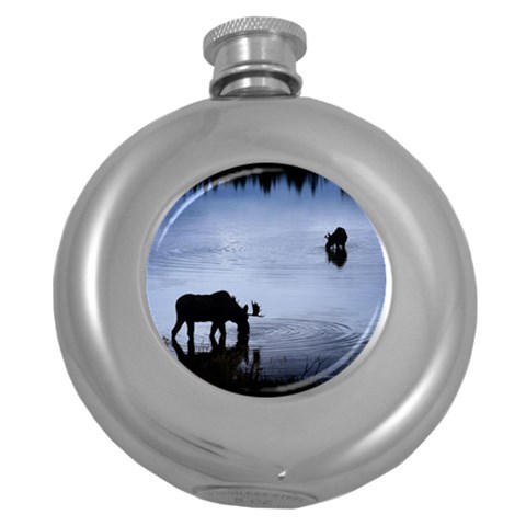 Moose in Peaceful Waters Hip Flask (5 oz) from ArtsNow.com Front