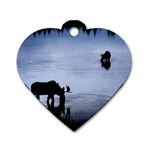 Moose in Peaceful Waters Dog Tag Heart (One Side)