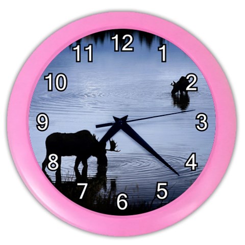 Moose in Peaceful Waters Color Wall Clock from ArtsNow.com Front