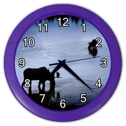 Moose in Peaceful Waters Color Wall Clock from ArtsNow.com Front