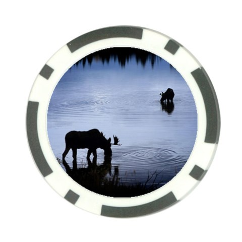 Moose in Peaceful Waters Poker Chip Card Guard from ArtsNow.com Front