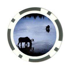 Moose in Peaceful Waters Poker Chip Card Guard from ArtsNow.com Front