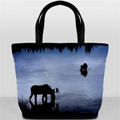 Moose in Peaceful Waters Bucket Bag from ArtsNow.com Front