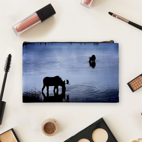 Moose in Peaceful Waters Cosmetic Bag (Medium) from ArtsNow.com Back