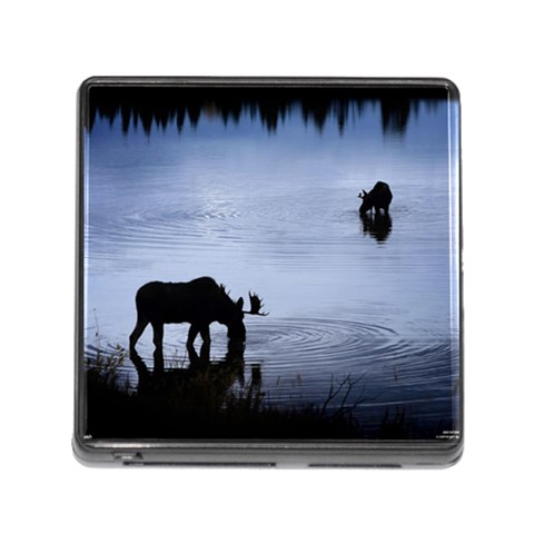 Moose in Peaceful Waters Memory Card Reader with Storage (Square) from ArtsNow.com Front