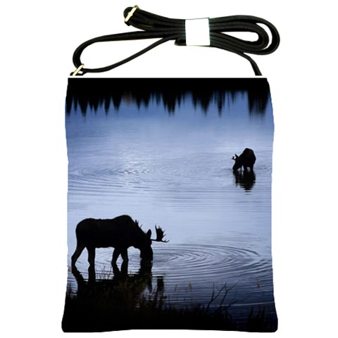 Moose in Peaceful Waters Shoulder Sling Bag from ArtsNow.com Front