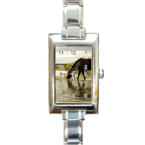 Horse in the Water Rectangular Italian Charm Watch from ArtsNow.com Front