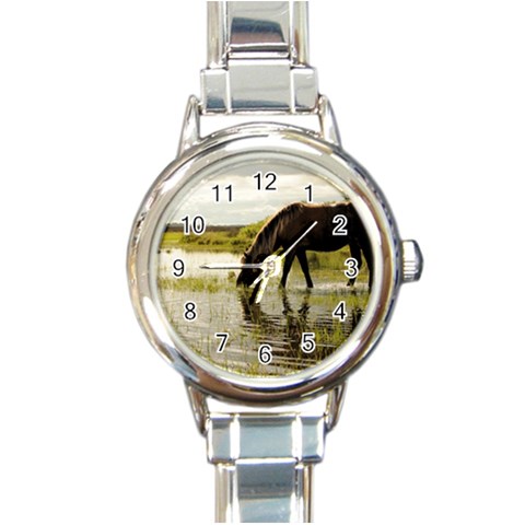 Horse in the Water Round Italian Charm Watch from ArtsNow.com Front