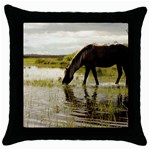 Horse in the Water Throw Pillow Case (Black)