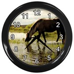 Horse in the Water Wall Clock (Black)