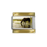 Horse in the Water Gold Trim Italian Charm (9mm)