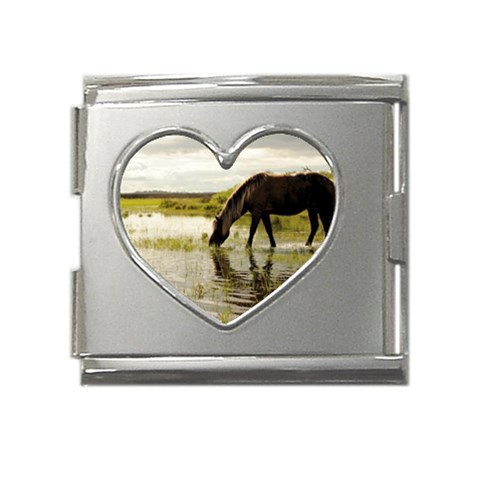 Horse in the Water Mega Link Heart Italian Charm (18mm) from ArtsNow.com Front