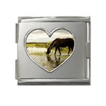 Horse in the Water Mega Link Heart Italian Charm (18mm)