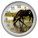 Horse in the Water Wall Clock (Silver)