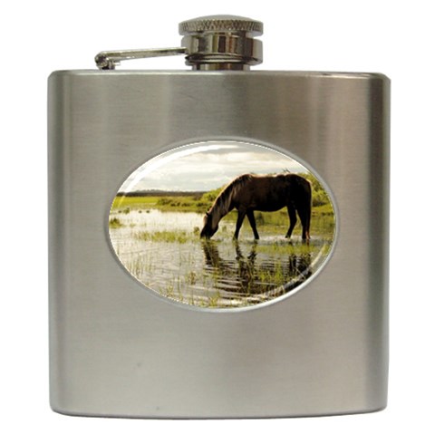 Horse in the Water Hip Flask (6 oz) from ArtsNow.com Front