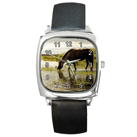 Horse in the Water Square Metal Watch from ArtsNow.com Front