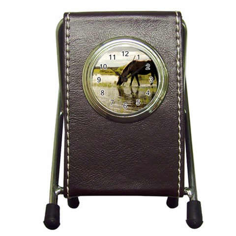 Horse in the Water Pen Holder Desk Clock from ArtsNow.com Front