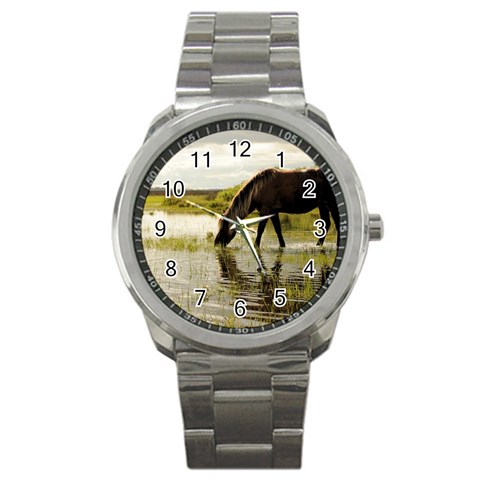 Horse in the Water Sport Metal Watch from ArtsNow.com Front