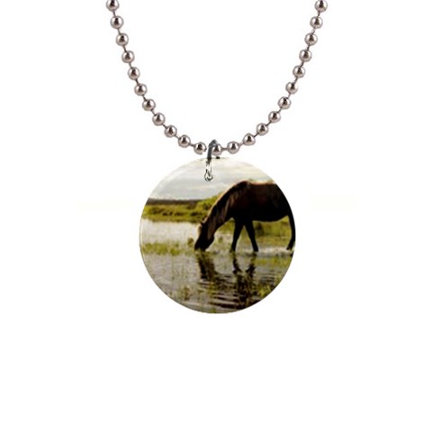 Horse in the Water 1  Button Necklace from ArtsNow.com Front