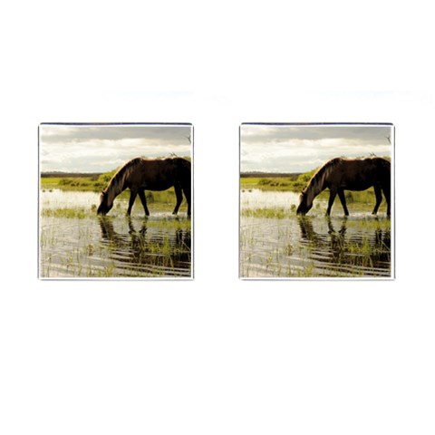 Horse in the Water Cufflinks (Square) from ArtsNow.com Front(Pair)