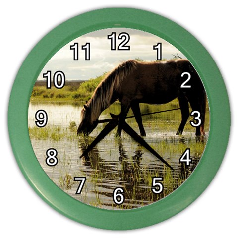 Horse in the Water Color Wall Clock from ArtsNow.com Front