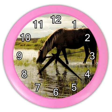 Horse in the Water Color Wall Clock from ArtsNow.com Front