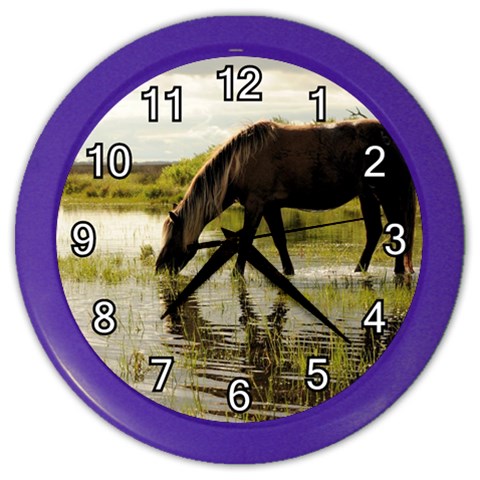 Horse in the Water Color Wall Clock from ArtsNow.com Front