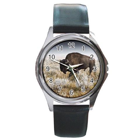 Buffalo Round Metal Watch from ArtsNow.com Front