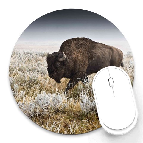 Buffalo Round Mousepad from ArtsNow.com Front