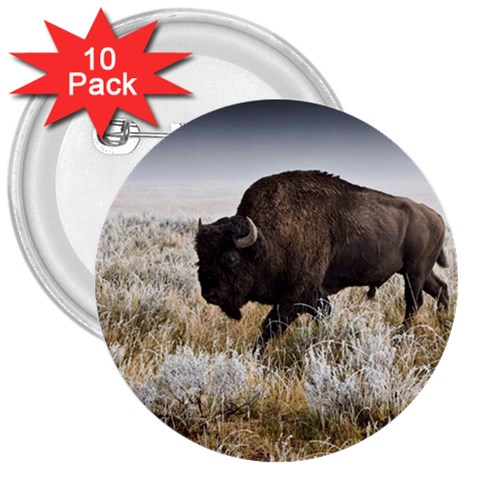 Buffalo 3  Button (10 pack) from ArtsNow.com Front