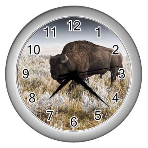 Buffalo Wall Clock (Silver) from ArtsNow.com Front