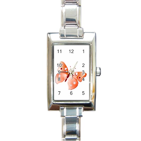 Red Butterfly Rectangular Italian Charm Watch from ArtsNow.com Front