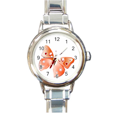 Red Butterfly Round Italian Charm Watch from ArtsNow.com Front