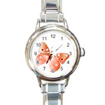 Red Butterfly Round Italian Charm Watch