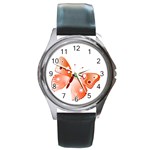 Red Butterfly Round Metal Watch